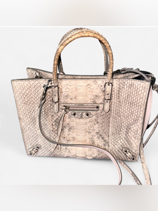 Balenciaga Handbags - Balenciaga Python Mini Zip Around Tote  in Beige, Pale Pink & Gray Trim
